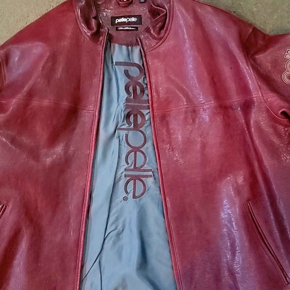 Pele' Pele' leather jacket sz 52 XL wine